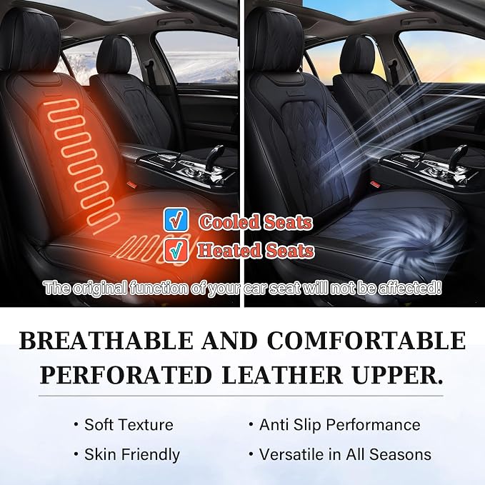 Coverado Car Seat Cover, Black Luxury Seat Cover for Cars, Premium Nappa Leather Seat Covers Full Set with Embossed Pattern, Waterproof Car Seat Protector Car Seat Cushions Universal Fit Most Vehicle