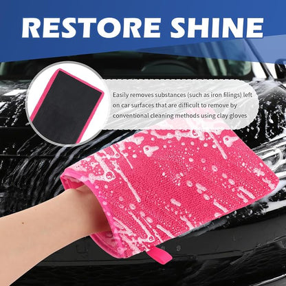 2PCS Car Clay Mitt Auto Detailing,Soft Clay Bar Mitt for Cleaning Car Surfaces,Anti-Scratch Clays Mitts for Cars Detailings to Replace Traditional Clays Bar Cars Accessories (Red/2PCS)