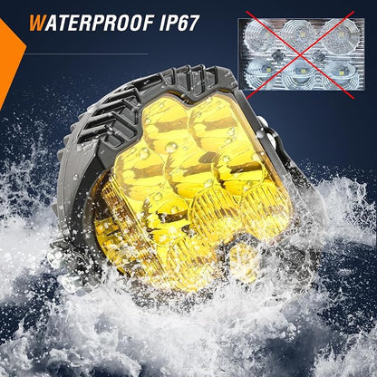 AUTOXBERT 5 Inch Amber Led Driving Light, 50W LED Offroad Side Shooter Pods Spot Flood Combo Beam Fog Lights for Truck Pickup Jeep 4x4 SUV ATV UTV, 2Pcs