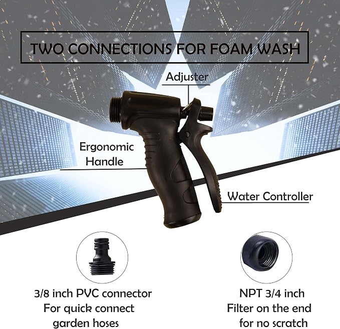 Foam Cannon for Garden Hose，Adjustment Ratio Dial Foam Gun,Car Wash Soap Spray Foamer Yellow