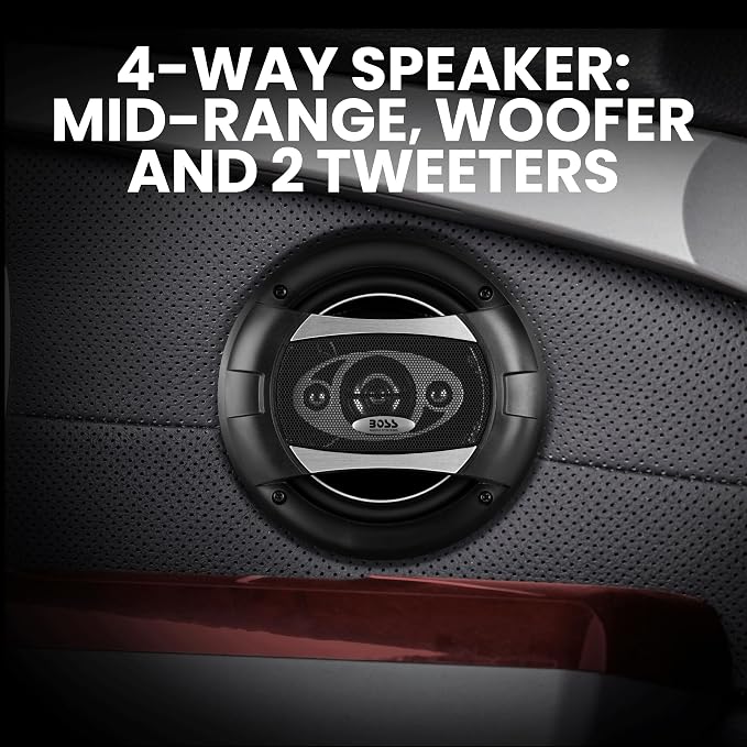 BOSS Audio Systems P65.4C Phantom Series 6.5 Car Door Speakers - 400 Watts Max, 4 Way, Full Range, Tweeters, Coaxial, Sold in Pairs