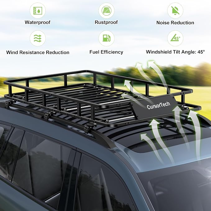 Roof Basket 64" x 39" Heavy Duty Roof Rack Cargo Basket 300 lbs Capacity Steel Rooftop Cargo Carrier Luggage Holder Rack for SUV Truck Car Travel Camping Storage