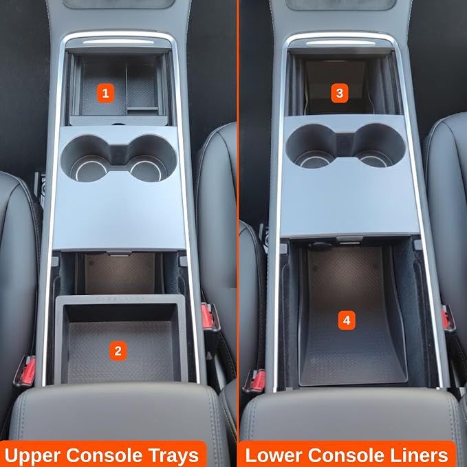 Vehicle OCD – Center Console Organizer Tray and Liner Set for Tesla Model 3 (2021-2023) / Tesla Model Y (2020-2024) – Made in USA - SLX519