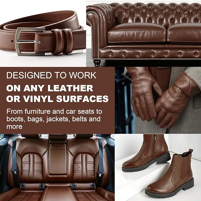 STARTSO WORLD Leather Recoloring Balm, Medium Brown Repair Kit for Furniture, Leather Dye, Color Restorer for Couches, Couch Paint | Repair, Restore & Renew Old, Faded Surfaces