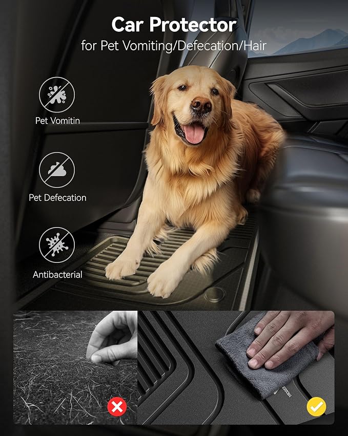 3W Floor Mats & Cargo Liner Fit Toyota Sienna Platinum with Refrigerator 2024-2026, TPE Custom Fit Floor Liner and Trunk Mat for Sienna 7 Seat (w/o Spare tire)