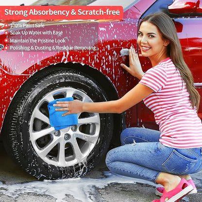 Microfiber Cleaning Cloth, 200 Pack Blue Cleaning Rags Microfiber Towel Bulk Absorbent Lint-Free Wash Cloths, All-Purpose Towels for Cars, Shop, Automotive, Garage, Home & Kitchen
