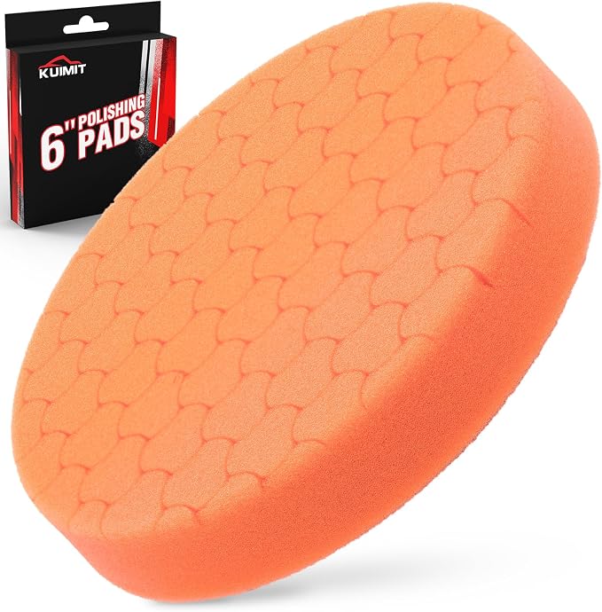 Orange Polish Pad, Buffing Polishing Pads, 1Pc 6.5 Inch Face for 6 Inch 150mm Backing Plate Compound Buffing Sponge Pads for Car Buffer Polisher Compounding, Polishing and Waxing