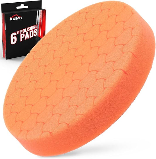 Orange Polish Pad, Buffing Polishing Pads, 1Pc 6.5 Inch Face for 6 Inch 150mm Backing Plate Compound Buffing Sponge Pads for Car Buffer Polisher Compounding, Polishing and Waxing