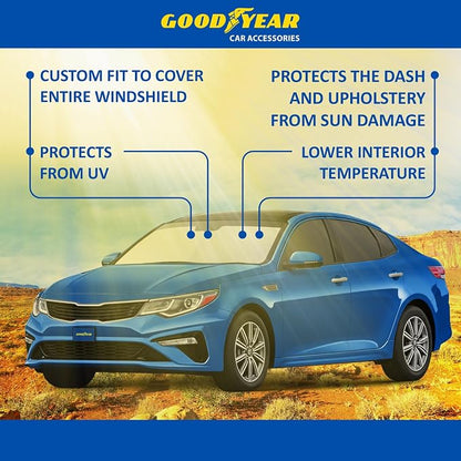 Goodyear Foldable Windshield Sunshade for Kia Optima 2016-2020, Car Accessories, Sunshade Cover, Sun Shade Car Windshield, Window Sun Blocker - GY008233