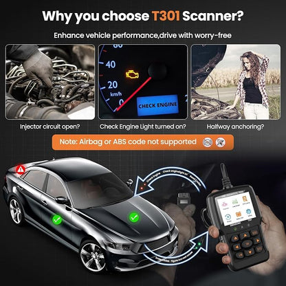 Beaspire OBD2 Scanner Diagnostic Tool, Check Engine Light Code OBD2 Reader with Reset, I/M Readiness, Battery Tester, Mode 6, Mode 8, Plug & Play, Multilingual, Support All Vehicles After 1996