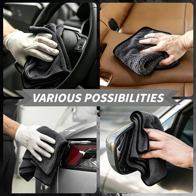 20 Pack Microfiber Towels for Cars, 24" x 16" Car Detailing Towels Dual Pile Quick Drying 400 GSM Microfiber Cleaning Cloths, Lint Free Scratch Free Car Drying Towels for Auto, Truck, SUV, RV & Boat