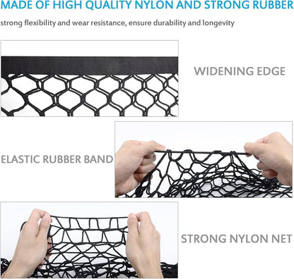 MICTUNING 2-Layer Heavy Duty SUV Truck Cargo Net, 44 x 15 Inch Universal Bed Net with Hooks, Adjustable Highly Elastic Storage Organizer Mesh Net Compatible for Pickup Truck SUV