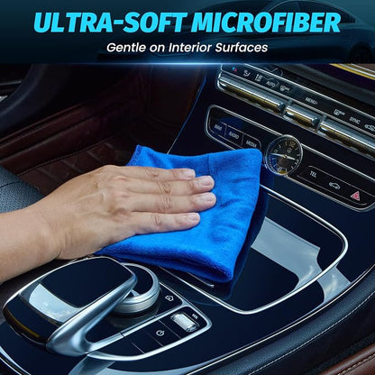 3 Pack Microfiber Cleaning Cloth Towels Blue - 12x24 Inch Micro Fiber Towels Car Detailing Weave Grime & Liquid for Streak-Free Mirror Shine Car Accessories for Men