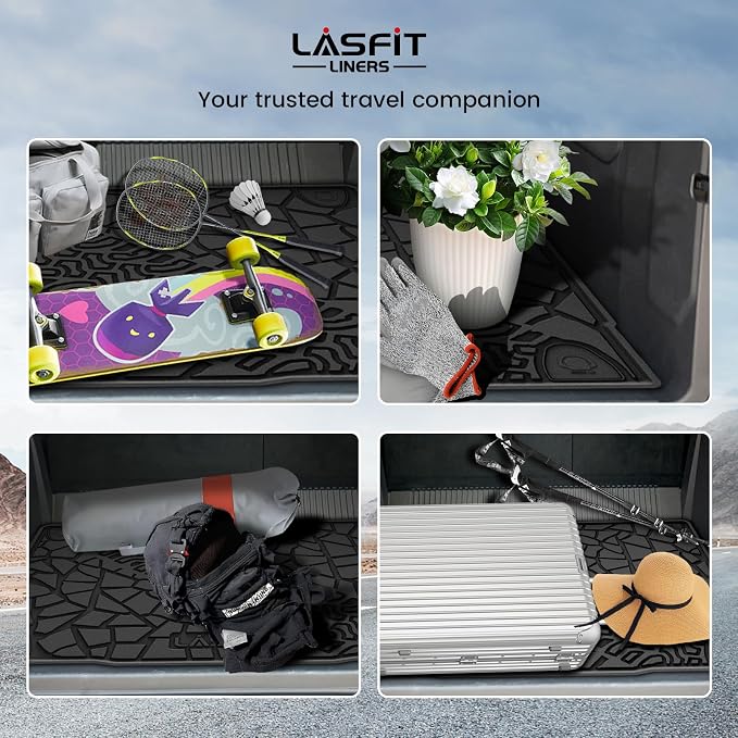 LASFIT Cargo Mat for 2021-2026 Ford Bronco 4-Door TPE Cargo Area Mat Custom Fit Full Coverage Trunk Liner All Weather Protector, Non-Slip