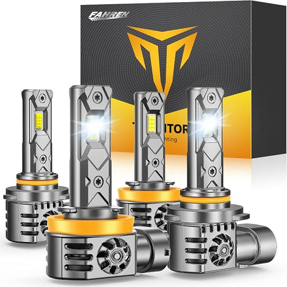 Termitor NextGen H11/H9/H8 9005/HB3 LED Bulbs Combo, Upgraded 100000LM 1400% Ultra Bright 1:1 Mini Size H11 9005 High& Low Fog Bulbs, 10 Year Extend Lifespan, IP68 Waterproof Pack of 4