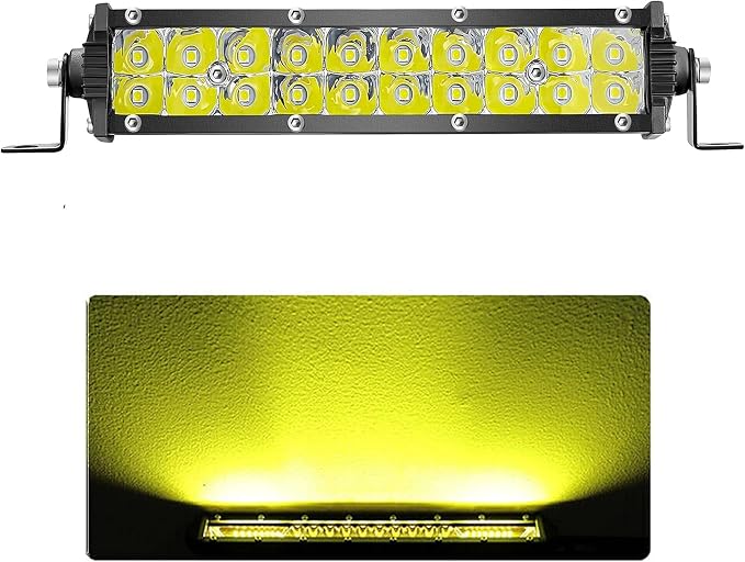 Amber Slim LED Light Bar, 7Inch 12V-60V Offroad Driving Light Bar for Trucks 60W 6000lm Combo Beam, Waterproof Ultra Slim LED Off Road Lightbar for ATV UTV RV Mower Golf Cart Boat
