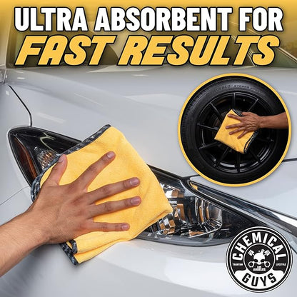 Chemical Guys Professional Grade Premium Microfiber Towels for Cars, Gold, 24" x 16", Ultra-Soft and Scratch-Free Car Detailing Cloths for Trucks, Motorcycles, and More - 6 Pack