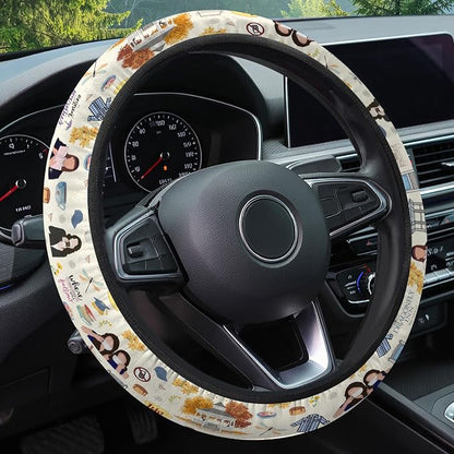 GENANY Mom Daughter Diaries Steering Wheel Cover, Non Slip Polyester Car Wheel Protector for Car SUV Truck, Universal 15 Inch