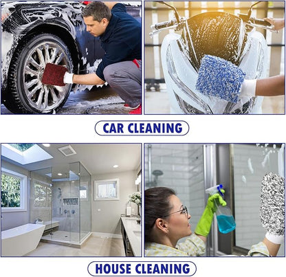 Tallew 5 Pcs Microfiber Car Wash Mitt Absorbent Detailing Washing Gloves Automotive Car Cleaning Supplies for Cars Motorcycles SUVs Trucks Boats, 7 x 11 Inches(Classic)