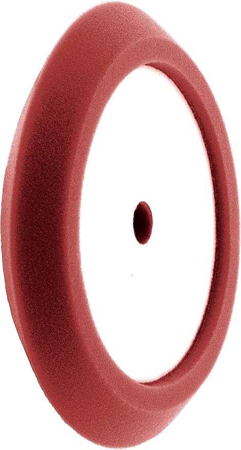 HI-Buff 8" Foam Buffing Pads, Fits 7" Backer, Polishing Pad, Slant Design, Hook & Loop Backing (Burgundy Medium Cut)