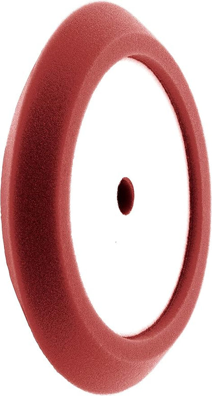 HI-Buff 8" Foam Buffing Pads, Fits 7" Backer, Polishing Pad, Slant Design, Hook & Loop Backing (Burgundy Medium Cut)