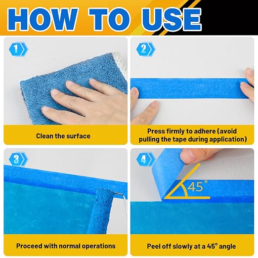 Aheroi Painters Masking Tape, 24 Rolls Blue Painting Tape Bulk 120℃ Automotive Masking Tape (1320yd=24 * 1in*55yd), Multi-Purpose Painter's Tape for Walls Labeling Arts DIY, No Residue Easy Removal