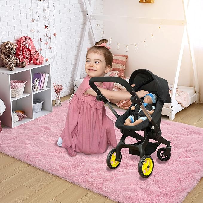 Baby Doll Car Seat Stroller Combo – Convertible 2 in 1 Doll Stroller and Car Seat for Kids – Fits Up to 20” Dolls – Play Toy Baby Stroller with Adjustable Handle for Girls Toddlers All Ages (Black)