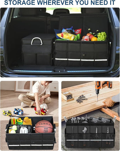 Trunk Organizer for SUV - Car Organizer with Removable Cooler Bag,Collapsible Multi Compartment 1680D Waterproof Sturdy Cargo Storage for Car Accessories Women Men (Extra Large)