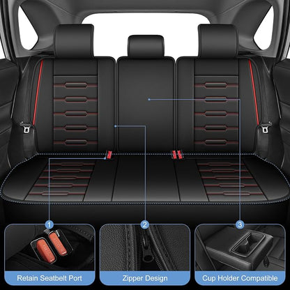 AOMSAZTO RAV4 Car Seat Covers Full Set Custom Fit for Toyota RAV4 2019 2020 2021 2022 2023 2024 2025 LE,XLE,XLE,Premium,Limited with Interior Accessories(5 Seats,Black&Redline)