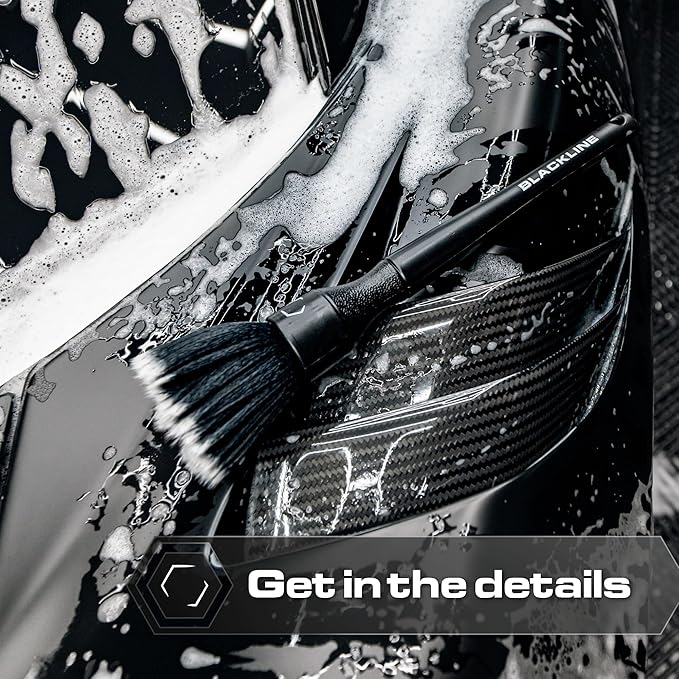 Blackline Car Detail Brushes- Luxury Car Detailing Brush Set for Interior and Exterior - Best Auto Detailing Brushes - Premium Car Detailing Brushes (Ultra Soft Bristles)