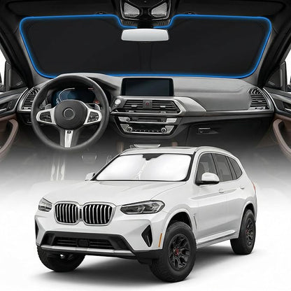for BMW X3 Sun Shade Windshield Cover - Custom Fit X3 Accessories 2018-2025 2026 Sunshade Foldable UV Protection & Heat Shield Sun Visor Accessories