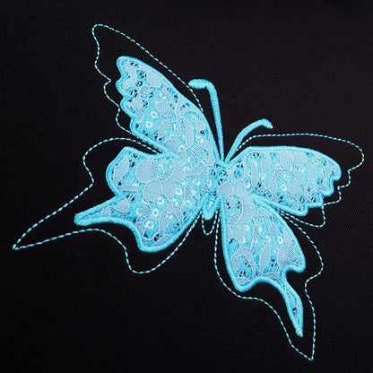Flying Banner Butterfly car seat Covers ful Set Fashion Universal Lady Woman Female Rear Bench Split Colorized (Mint Blue, 2 Fronts - Lace)