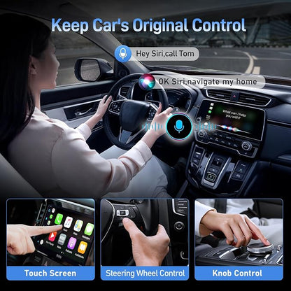 Wireless CarPlay Adapter for iPhone (Plug & Play, No Delay) – 5.8GHz Wi-Fi & Bluetooth 5.3, Compact Metal Design, Compatible with 2016+ Cars – Fast Auto-Pairing