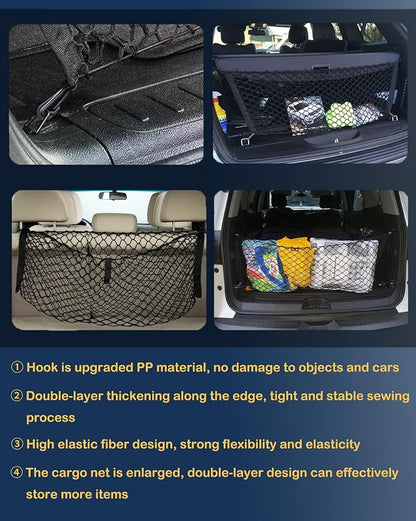 Envelope Style Trunk Cargo Net Compatible with Jeep Grand Cherokee New 2026 2025 2024 2023 2022, Grand Cherokee L 2026 2025 2024 2023 2022 (5 &7 Seats) SUV Nylon Car Rear Mesh Tailgate Netting