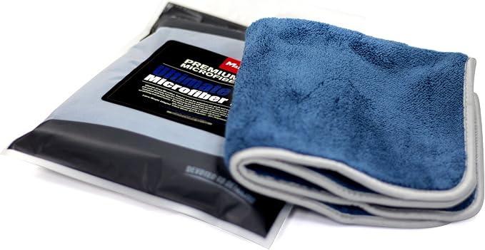 Maxshine 16" x 24" 600GSM Dark Blue Ultimate Crazy Microfiber Towel with Silver Silk Border – Ultra-Soft & Absorbent – Ideal for Car Detailing, Drying & Polishing