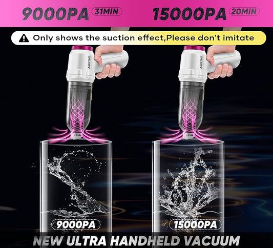 Portable Cordless Handheld Vacuum Cleaner with 15000PA, 120W Air Duster, Brushless Motor, Mini Vacuum for Car and Home