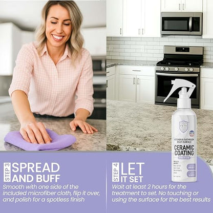 Fixture Shield Home Ceramic Coating Spray - SiO₂ Hydrophobic Protection for Kitchen & Bathrooms + Stainless Steel | Repels Fingerprints, Stains & Hard Water | Extra Strength Formula | Made in USA