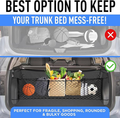 Envelope Style Automotive Elastic Trunk Mesh Cargo Net Accessories for Subaru Impreza 2017 – 2024 & Crosstrek 2018 – 2024 - Premium Trunk Organizers and Storage - Luggage Nets for Vehicles