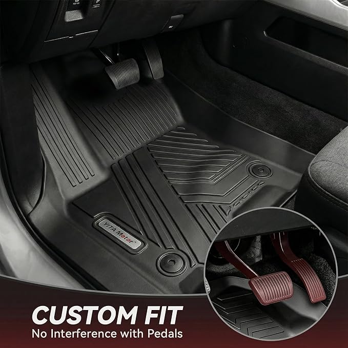 YITAMOTOR Floor Mats for 2025 2026 Ram 1500 Crew Cab with 1st Bucket Seat Rear Under-Seat Storage Box, TPE All Weather Custom Fit Floor Liner for Ram 1500 Accessories Car Mats, Black