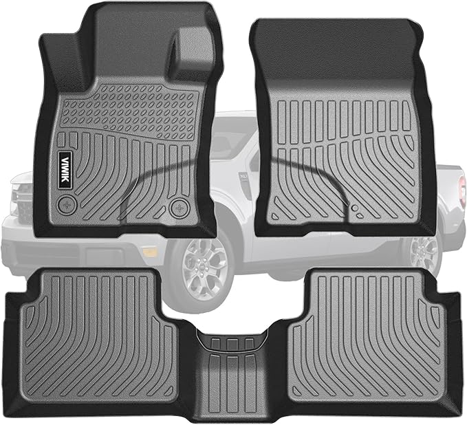 VIWIK Floor Mats for Ford Maverick Fuel 2026-2022, Anti Slip 3D Floor Liners, TPE Waterproof Car Mats, Custom Fit All Weather Protection for Maverick 2024 2023 2022 Pickup Accessories, Front & Rear