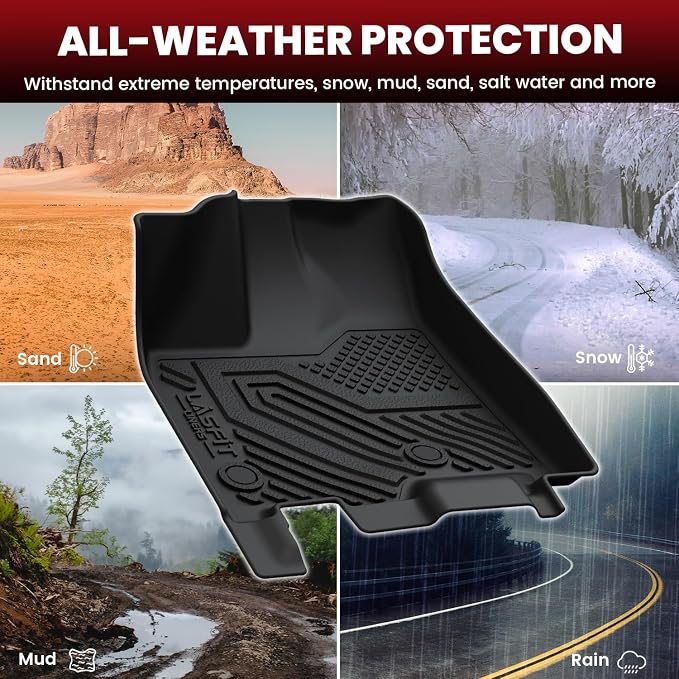 LASFIT Floor Mats & Cargo Liner for Toyota Sienna 7 Seat 2013-2020 (Not Fit Sliding Center Console) All Weather TPE Custom Fit Floor Liners & Trunk Mat for Sienna 7 Seat Full Set Mats Accessories