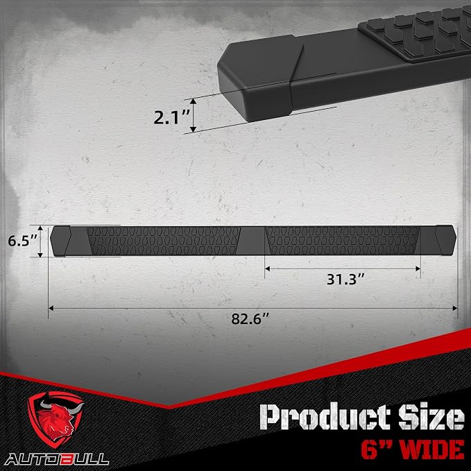 6 Inches Running Boards Side Steps Compatible with 2015-2026 Chevy Colorado/GMC Canyon Crew Cab, Black Textured Aluminum Nerf Bars