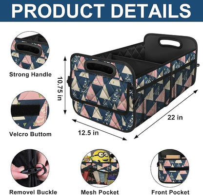 Deosk Trunk Organzier and Storage with Reinforced Handles,Car Accessories for Women/Men 50L Waterproof Polyester for Car/SUV/Minivan/Truck(Medium, Triangle)