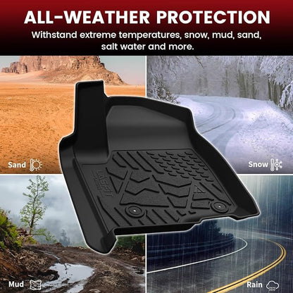 LASFIT Floor Mats 2019-2026 for Chevy Silverado/GMC Sierra 1500, 2020-2026 2500HD 3500HD, Only Double Cab/Bucket Seat (Only Fit with Rear Under-Seat Storage, But Not Fit 2nd Row Plastic Storage)