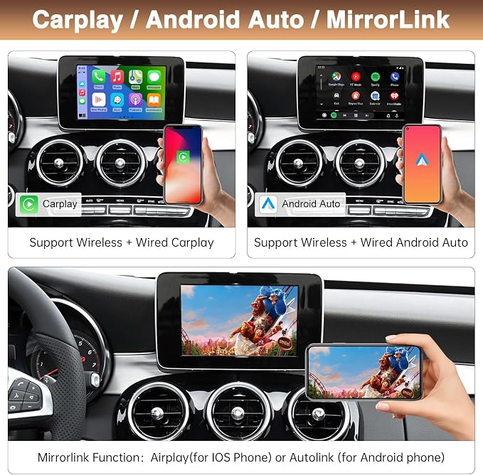 Wireless Carplay Retrofit Kit Decoder for Mercedes-Benz A B C E S V G GLE GLS NTG5.0 System 2015-2018 Support Bluetooth Mirrorlink Siri