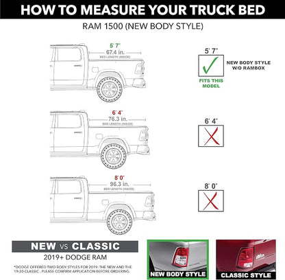 Gator Recoil Retractable Truck Bed Tonneau Cover | G30243 | Fits 2019 - 2025 Dodge Ram 1500, will not work w/ Multifuction (split) tailgate 5' 7" Bed (67.4")