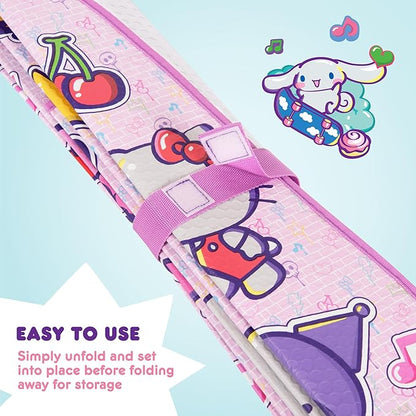 Carbella Hello Kitty and Friends Car Windshield Sun Shade, Official Sanrio Accordion Style Sunshade for Car Window, Cute Car Sun Shade Windshield, Hello Kitty Car Accessories for Women (HK & Friends)