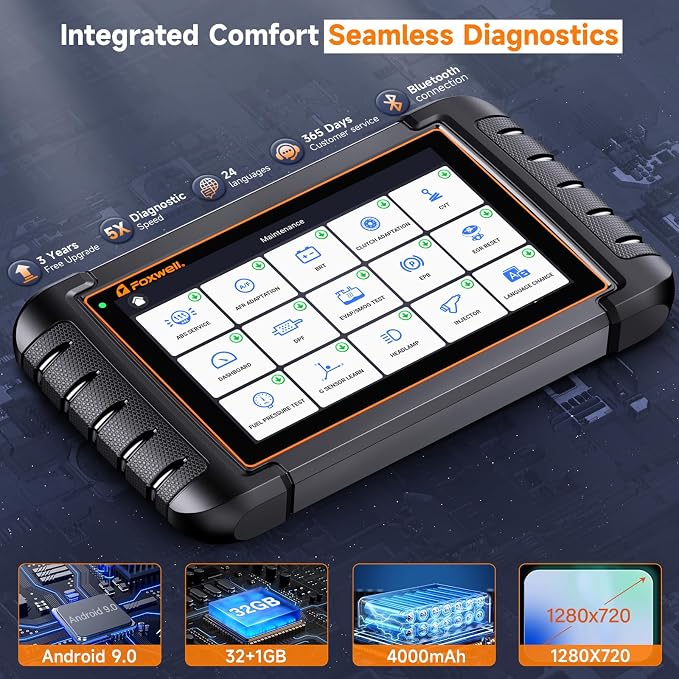 2026 FOXWELL Scanner NT809BT OBD2 Scanner Diagnostic Tool with 30+Resets, All System Bidirectional Scan Tool for All Vehicles, CAN-FD, FCA Autoauth, 3-Yr Free Update, AutoVIN, Wireless 65-Foot, Black