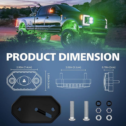 4WDKING Amber LED Rock Lights, 2 Pods IP68 Waterproof Underbody Glow Trail Rig Lamp LED Neon Lights for Truck Off Road Truck Car Boat ATV SUV Motorcycle