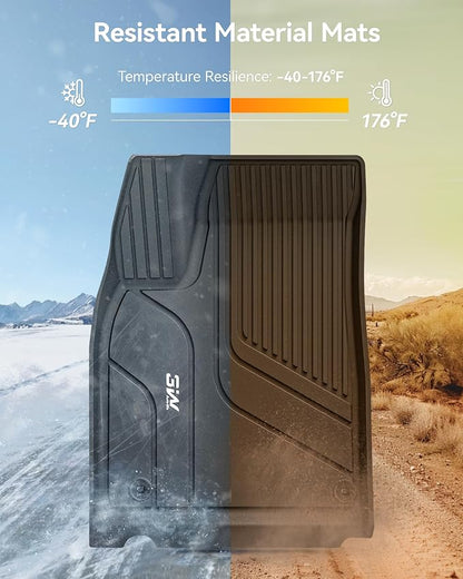 3W Floor Mats Fit for Tesla Model X 6 Seat 2021-2025 2026 All Weather TPE Custom Fit Floor Liners for 1-3 Rows Full Set Car Mats Black